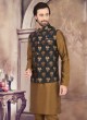 Golden Brown And Black Nehru Jacket Set